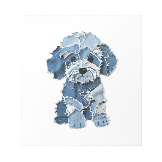 Söt Denim-lappad Hundillustration Anteckningsblock (Framsida)