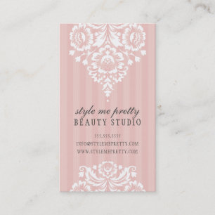 SÖT DESIGN, enkel blommigt, vit blek rosa grått Visitkort