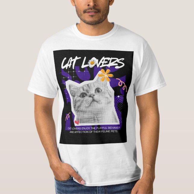 Söt design för kattälskare på t-shirt (Framsida)