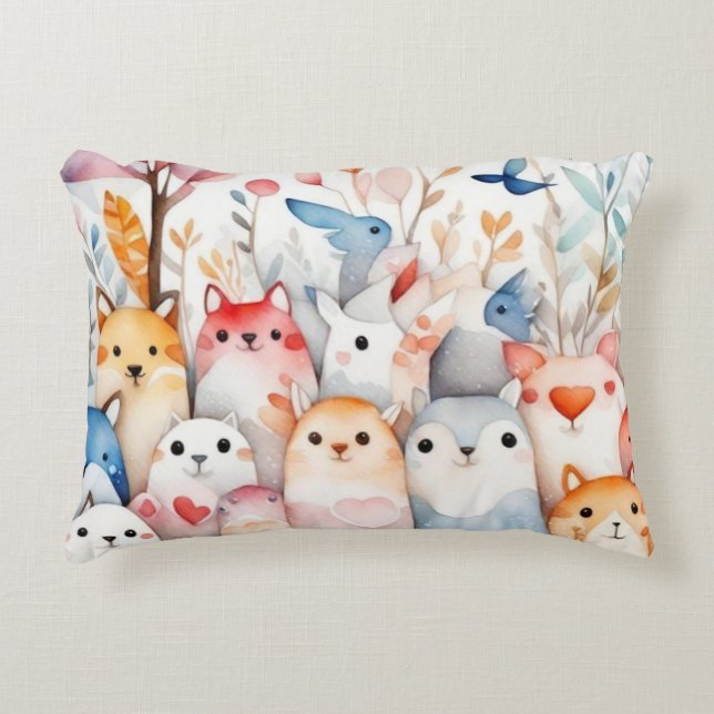 Söt design för kute-blommigtar prydnadskudde (Framsidan)