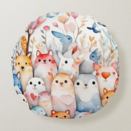 Söt design för kute-blommigtar rund kudde