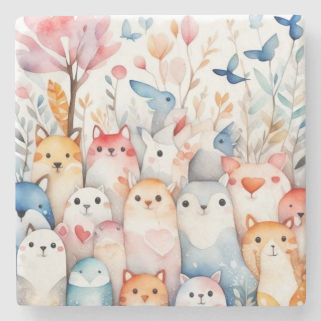 Söt design för kute-blommigtar stenunderlägg (Framsidan)