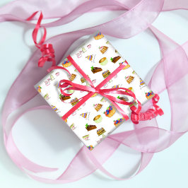 Söt Desserterar vattenfärg med kaffe och te Presentpapper