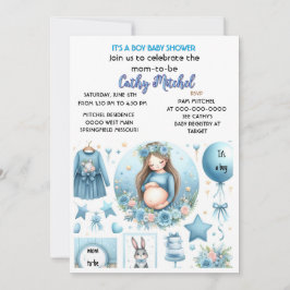 Söt Det är en pojke Baby Shower Blå fest  Inbjudningar