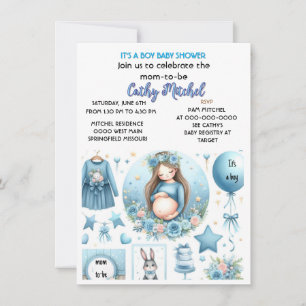 Söt Det är en pojke Baby Shower Blå fest  Inbjudningar