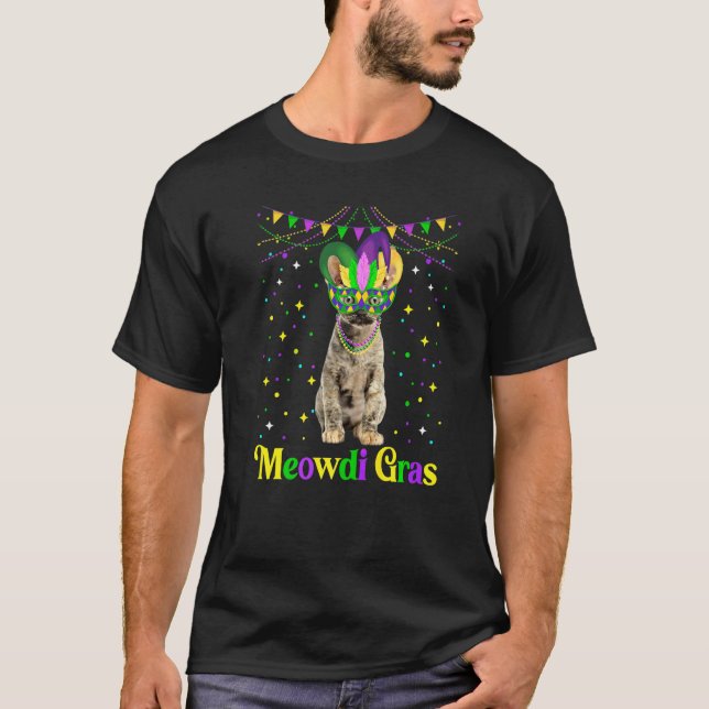 Söt Devon Rex Katt Meowdi Gras Harlekin Djur T Shirt (Framsida)
