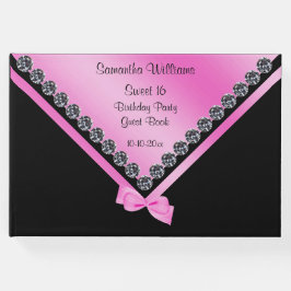Söt Diamonds & Rosa Bow Sweet 16 Gästböcker