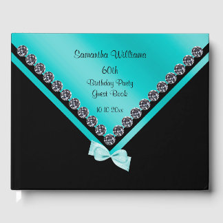Söt Diamonds & Teal Bow 60:e födelsedagen Gästböcker