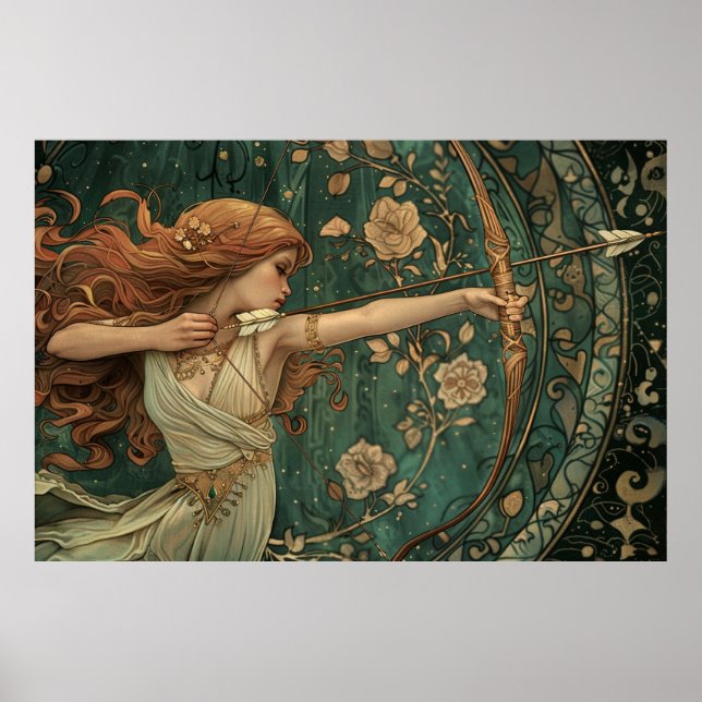 Söt Dianic Archer i Skogen Poster (Framsidan)