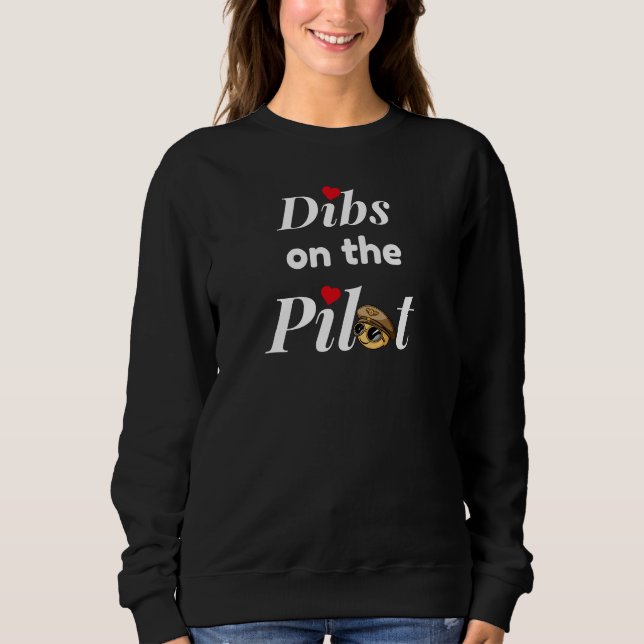 Söt "Dibs on the Pilot" typografi, rolig T Shirt (Framsida)