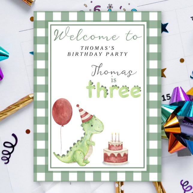 Söt Dino 3-års födelsedagsfest  Poster (Skapare uppladdad)