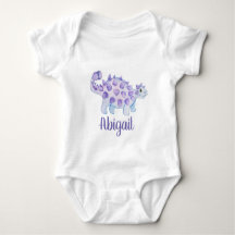 Söt dino- akvarellmålning napp babysalivplatta b