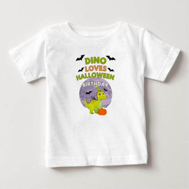 Söt Dino älskar Halloween-födelsedagströja T Shirt (Framsida)