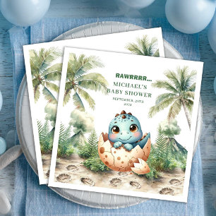 Söt Dino Baby Shower Kläckning Snart Anpassad Serv Pappersservett
