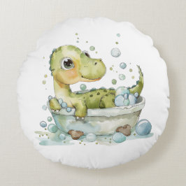 Söt Dino Badar Rund Kudde