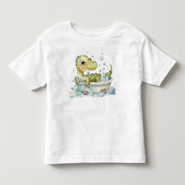 Söt Dino Badar T Shirt (Framsida)