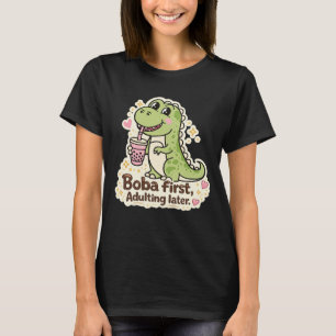 Söt Dino dricker bubbel-te, boba-te T Shirt