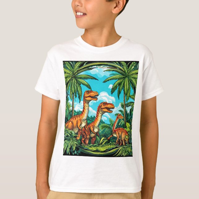 Söt Dino-Grafisk T-Shirt | Roligt Present för Barn (Framsida)