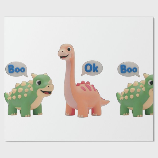 Söt Dino överraskning Inpackningspapper Presentpapper (Platt)