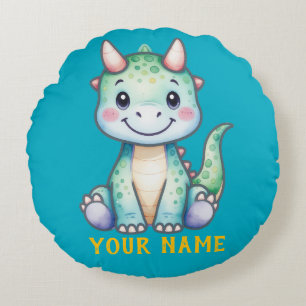 Söt Dino Personlig Rund Kudde