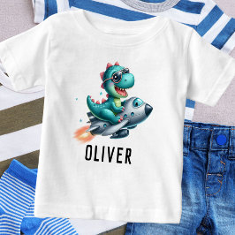 Söt Dino Trex Pilot Flyger Jetflygplan T Shirt