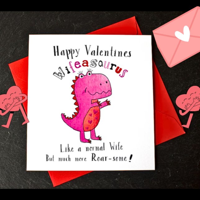 Söt Dinosaur Valentine Helgdag-makKORT Julkort (Skapare uppladdad)