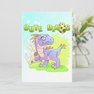söt dinosaur velociraptor tack kort