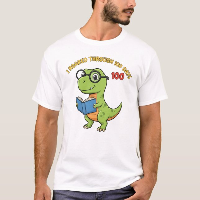 Söt dinosaurie 100 dagar i skolan t shirt (Framsida)