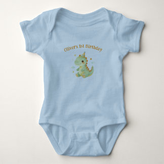 Söt dinosaurie 1-års födelsedag anpassat namn baby t shirt