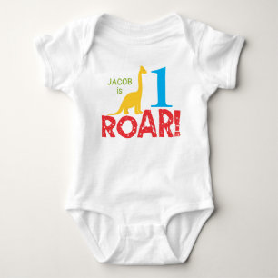 Söt dinosaurie 1-års födelsedags pojke bodysuit t shirt