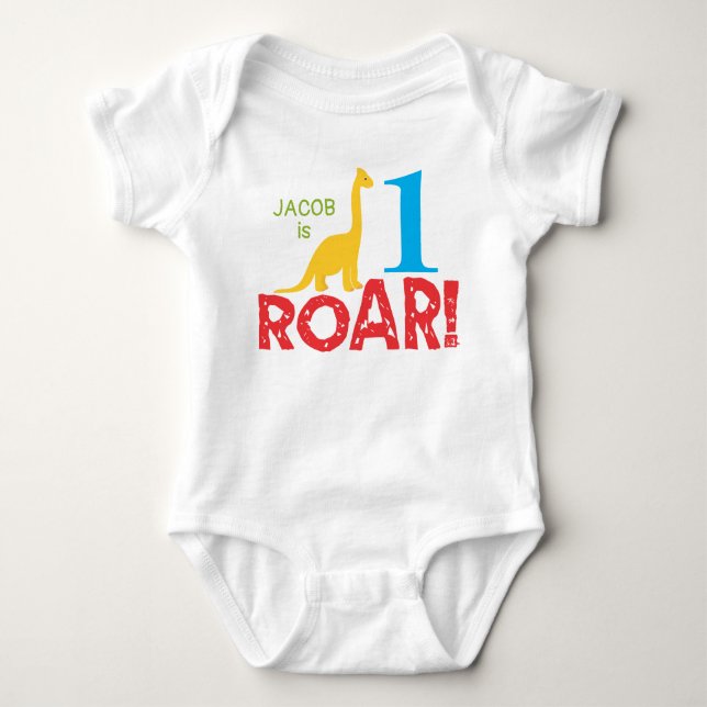 Söt dinosaurie 1-års födelsedags pojke bodysuit t shirt (Framsida)