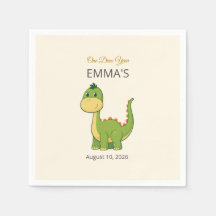 Söt dinosaurie 1-års födelsedagsfirande servetter
