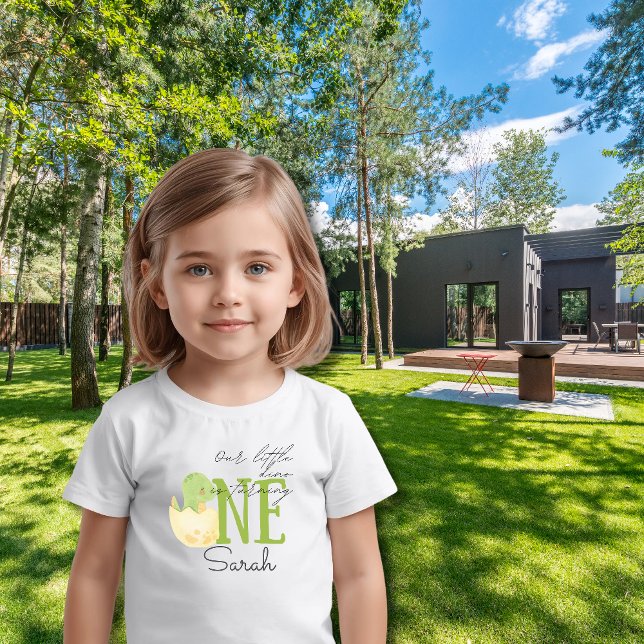 Söt dinosaurie 1-årsdag Bebis Personligt Namn T Shirt (Skapare uppladdad)