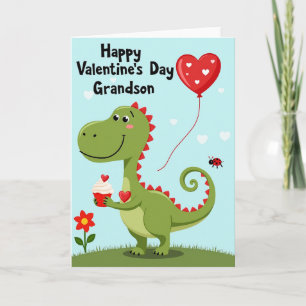 Söt dinosaurie Alla hjärtans dag-kort till sonson Kort
