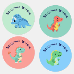 Söt dinosaurie anpassat barnnamn klistermärke