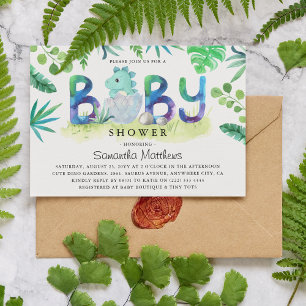 Söt dinosaurie BABY baby shower inbjudan