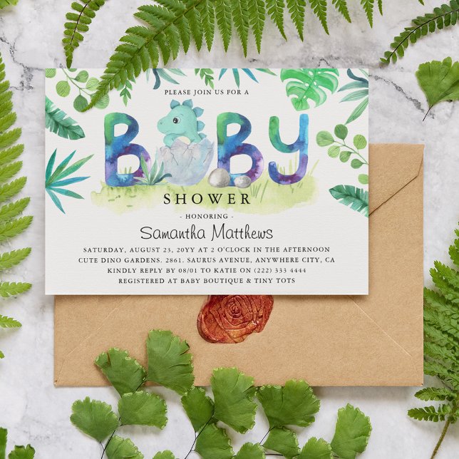 Söt dinosaurie BABY baby shower inbjudan (Skapare uppladdad)