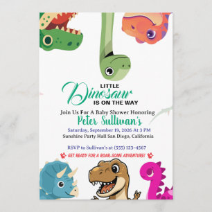 Söt Dinosaurie Baby Shower Inbjudan