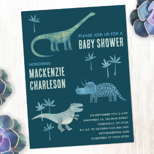 Söt Dinosaurie Baby Shower Inbjudan Vykort
