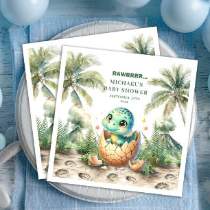 Söt Dinosaurie Baby Shower Kläckning Snart Servett