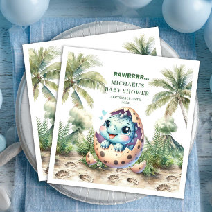 Söt dinosaurie baby shower på väg att kläckas serv pappersservett