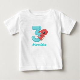 Söt dinosaurie baby t-shirt för tre månader