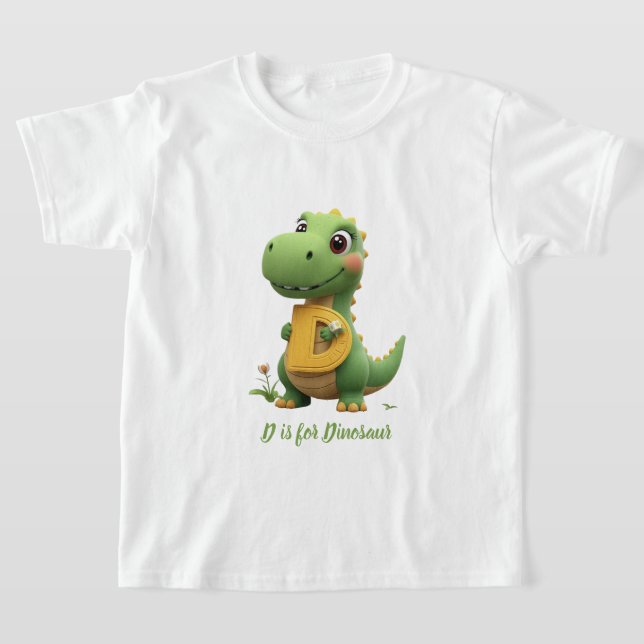 Söt dinosaurie barn t-shirt | D är för dinosaurie  (Laydown)