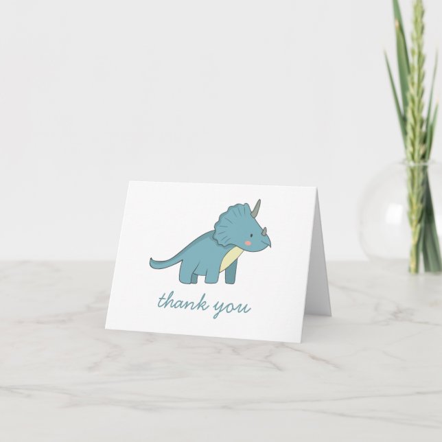 Söt dinosaurie barnkalas | Triceratops-fest Tack Kort (Framsida)