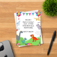 Söt dinosaurie barnkalasinbjudan