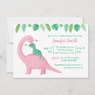 Söt dinosaurie bebis och mamma baby shower inbjudningar