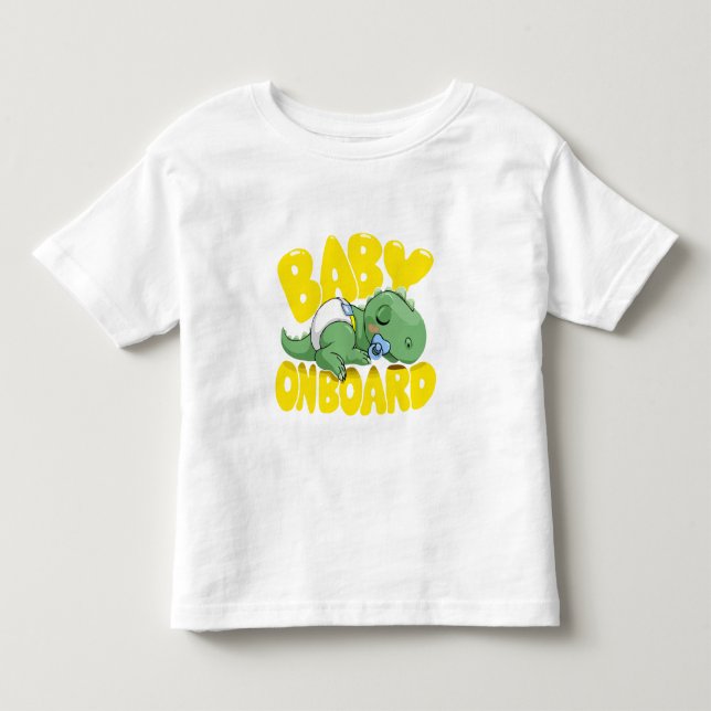 Söt dinosaurie bebis ombord bildekal | Sovande T Shirt (Framsida)
