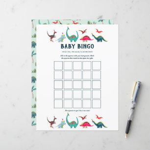 Söt Dinosaurie Bingo Baby Shower Lek