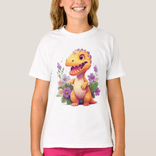 Söt dinosaurie blommig t-shirt – förälskad i dinos