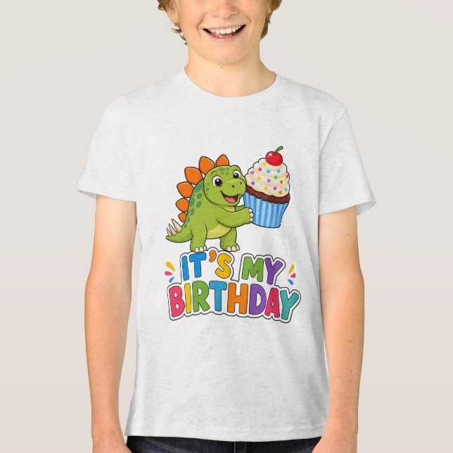 Söt dinosaurie cupcakes T-shirt för barn - det är  (Framsida)